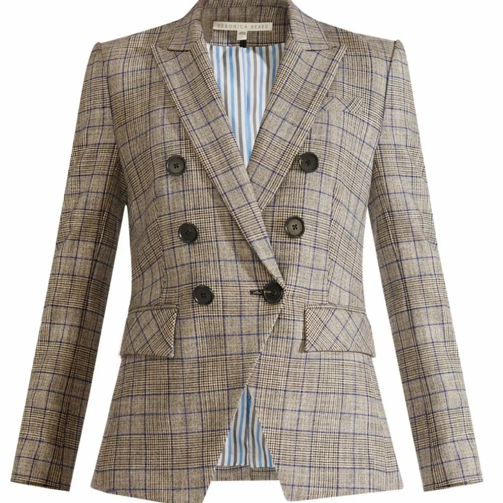 $698 Veronica Beard Gray/Grey Plaid Miller Dickey Blazer Jacket - Size 0 - Picture 3 of 16